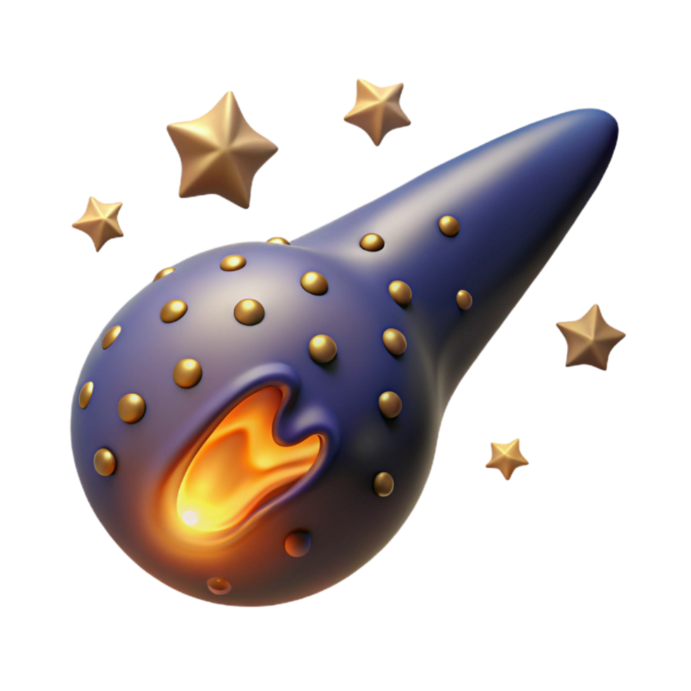 Celestial Comet 3D Render of Fantasy Object png
