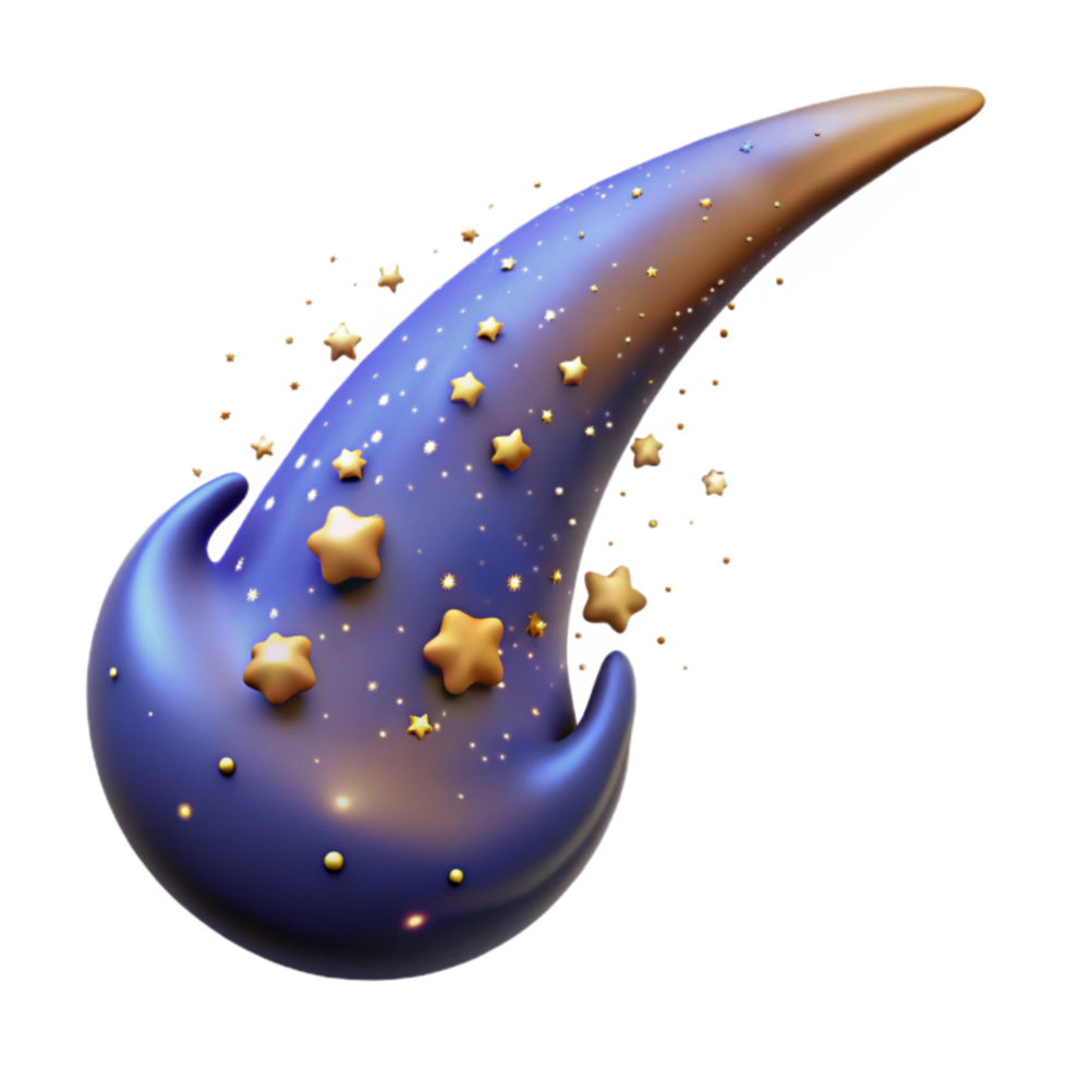 Celestial Trail 3D Render of Starry Comet png