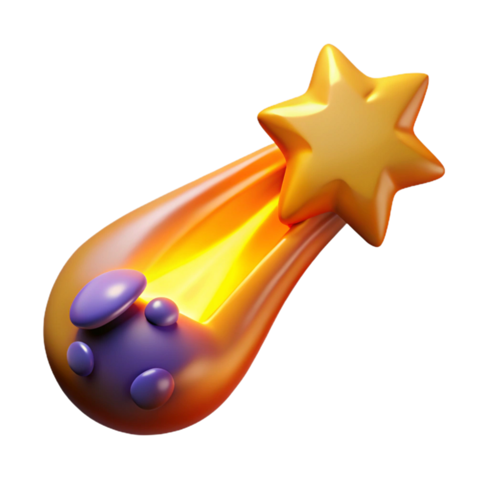 Shooting Star 3D Render Celestial Glow, Cartoon Style png