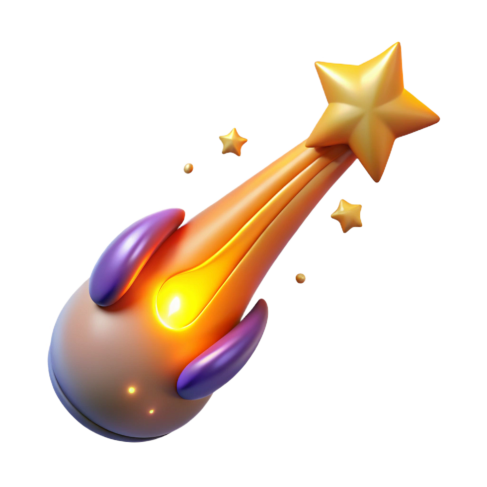 Glowing Comet with Star Trail 3D Render png