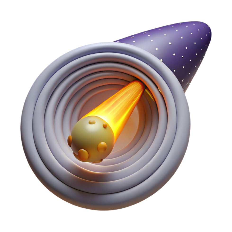 Cosmic Orb Trajectory Through a Spiral Tunnel png
