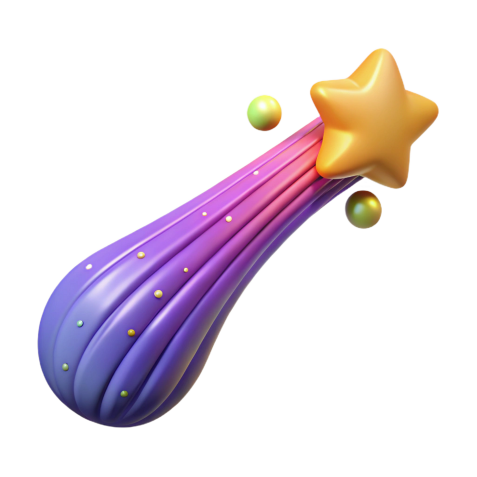 Shooting Star 3D Render Colorful, Abstract Art png
