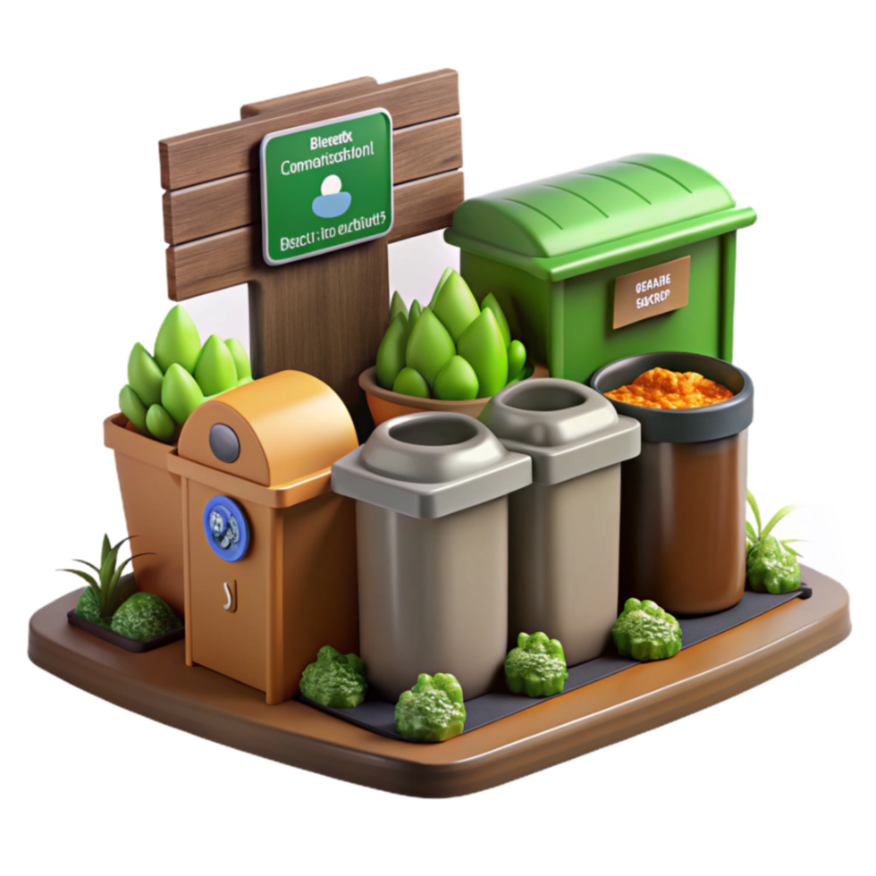 Sustainable Waste Management System Recycling and Composting png