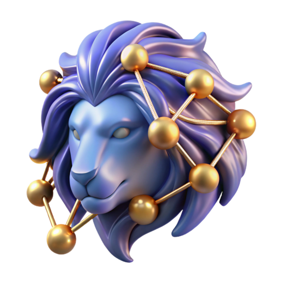 3D Lion Head with Connected Spheres Abstract Art png