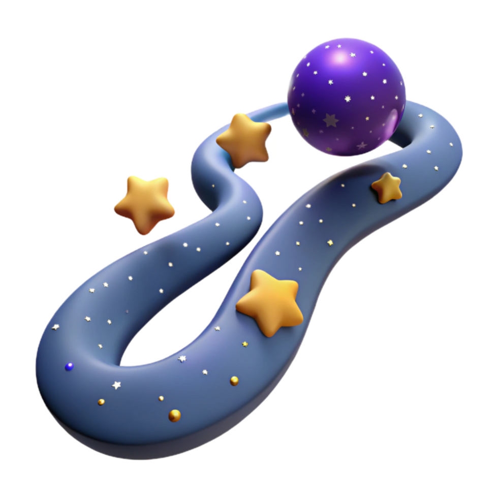 Celestial Swirl 3D Render of Stars and Planets png