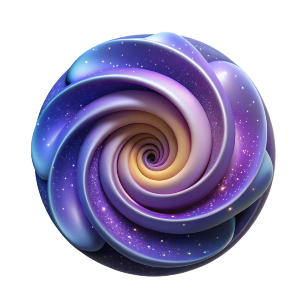 Cosmic Spiral 3D Render of Abstract Swirling Galaxy png