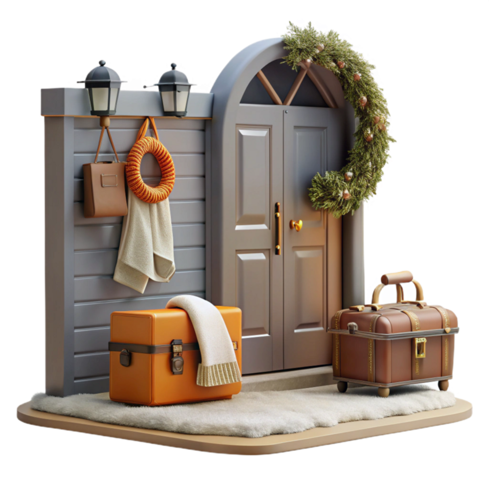 Holiday Home Entrance Festive Decor Luggage png
