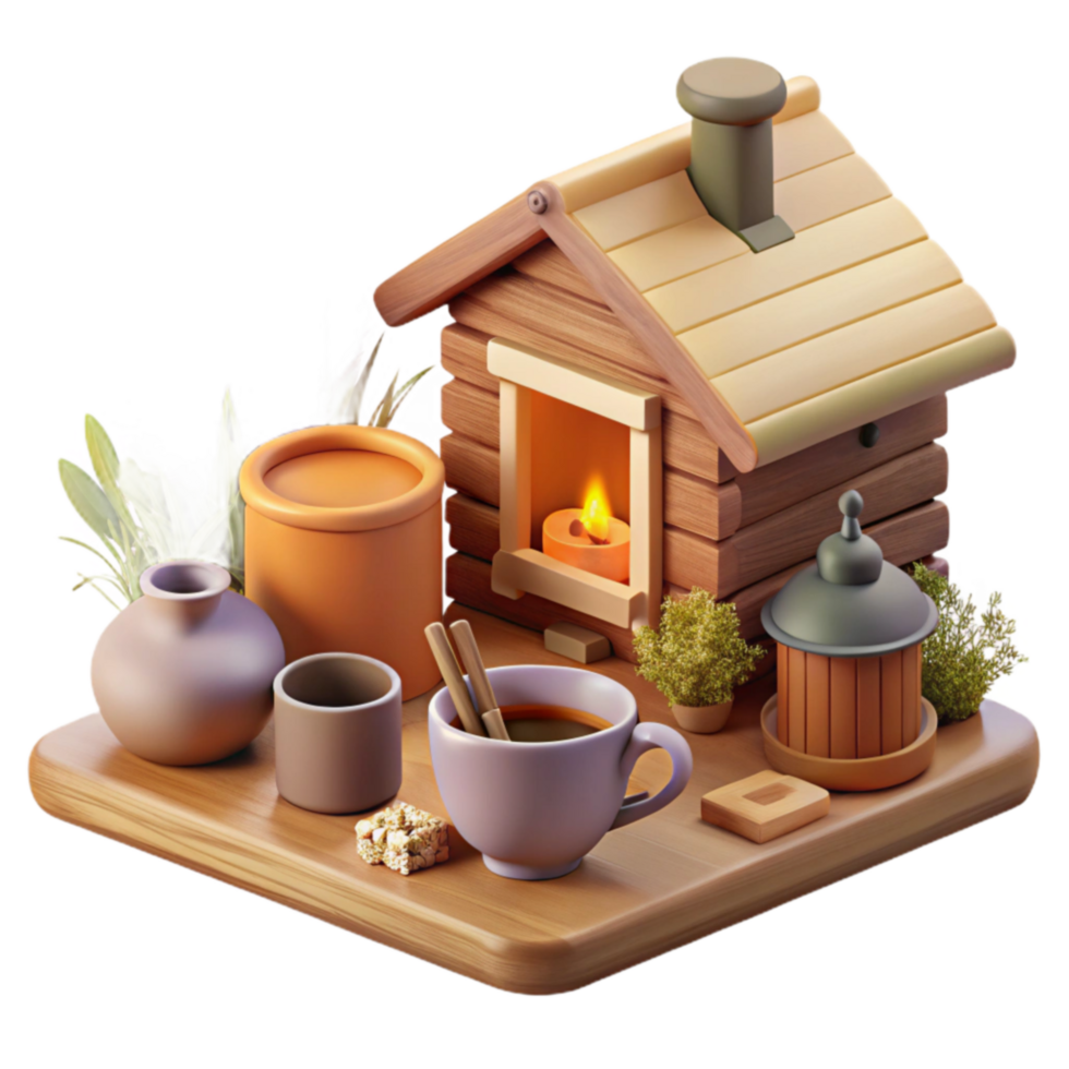 Cozy Cabin Hygge Relaxing Drink Warm Fireplace png