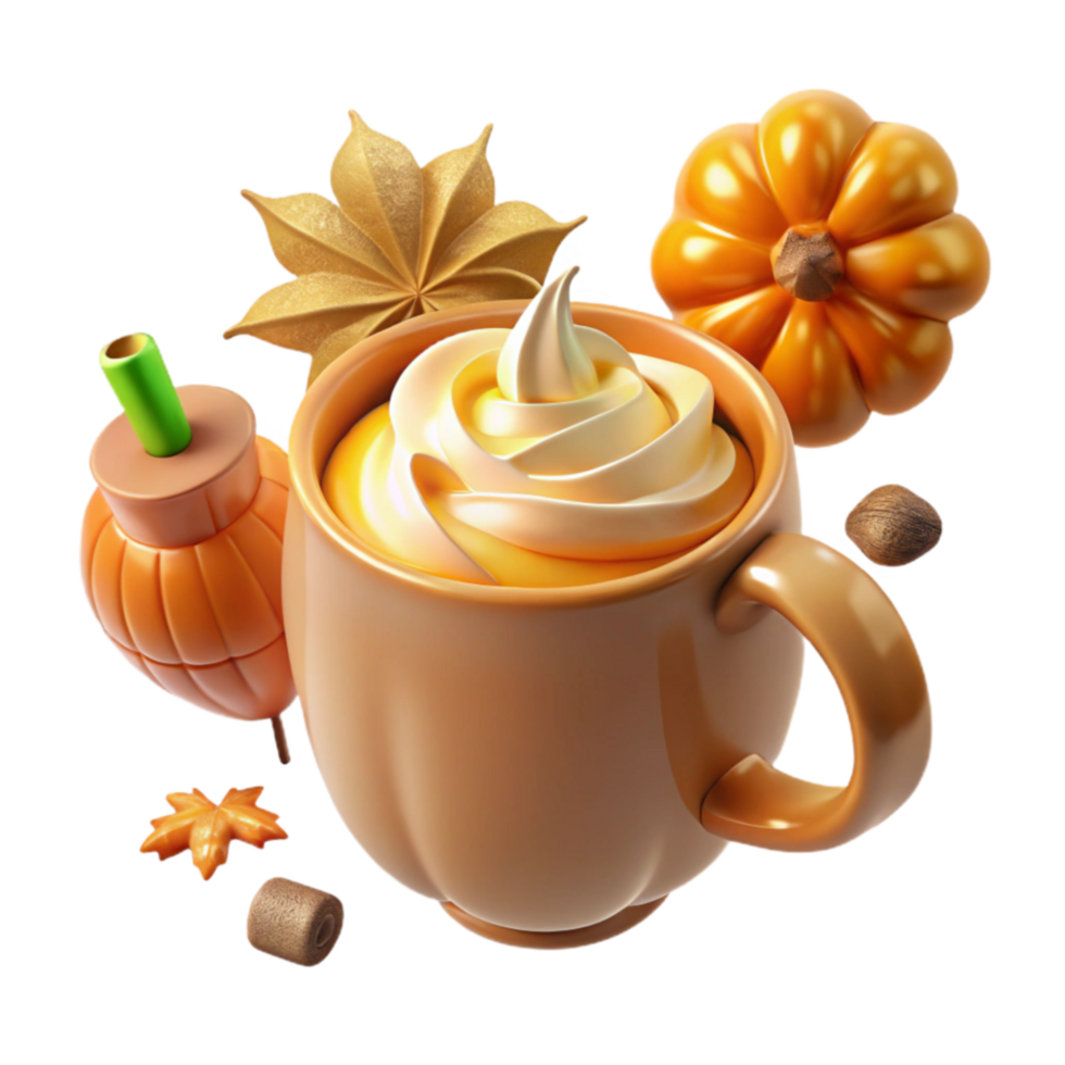 Pumpkin Spice Latte Autumn Whipped Cream Spices png