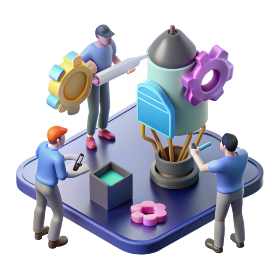 Teamwork on Complex Machine Assembly png