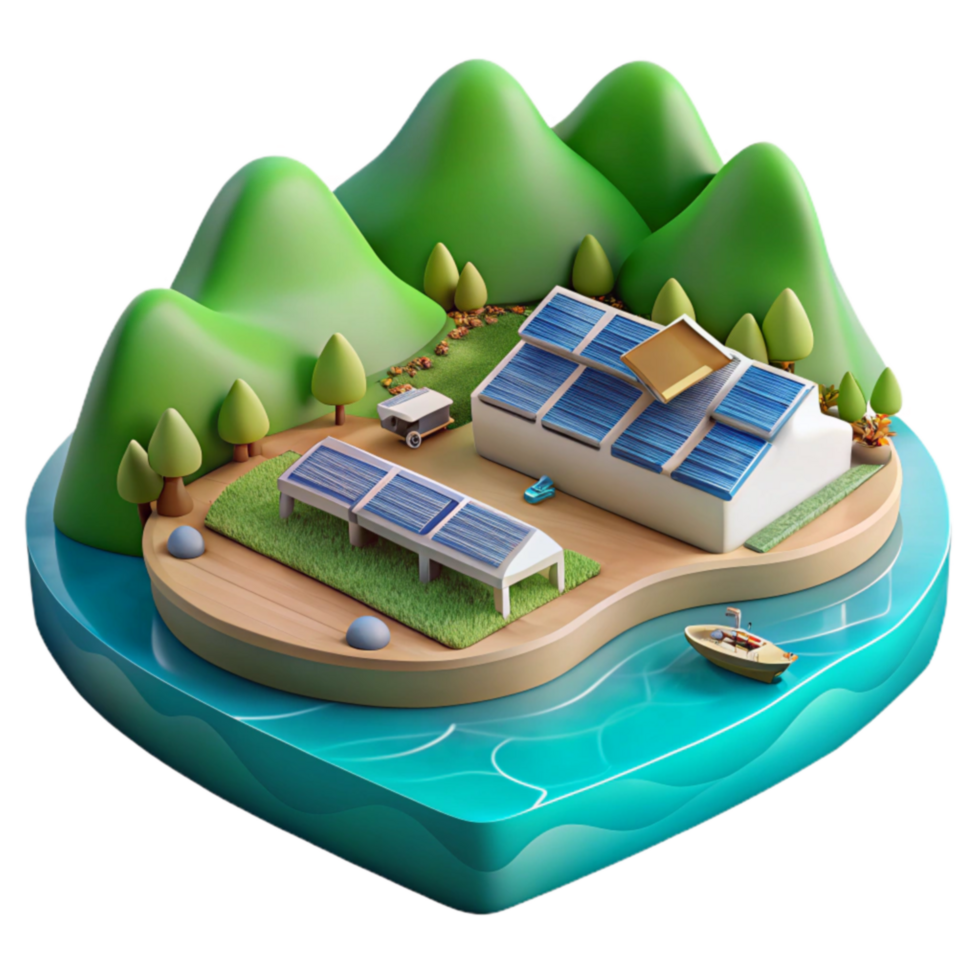 Sustainable Island Solar Power Eco-Friendly Living png
