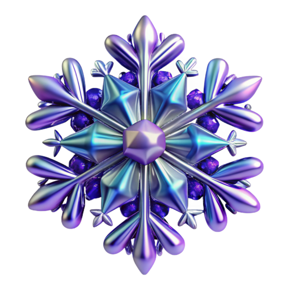 Iridescent Snowflake Ornament 3D Render png