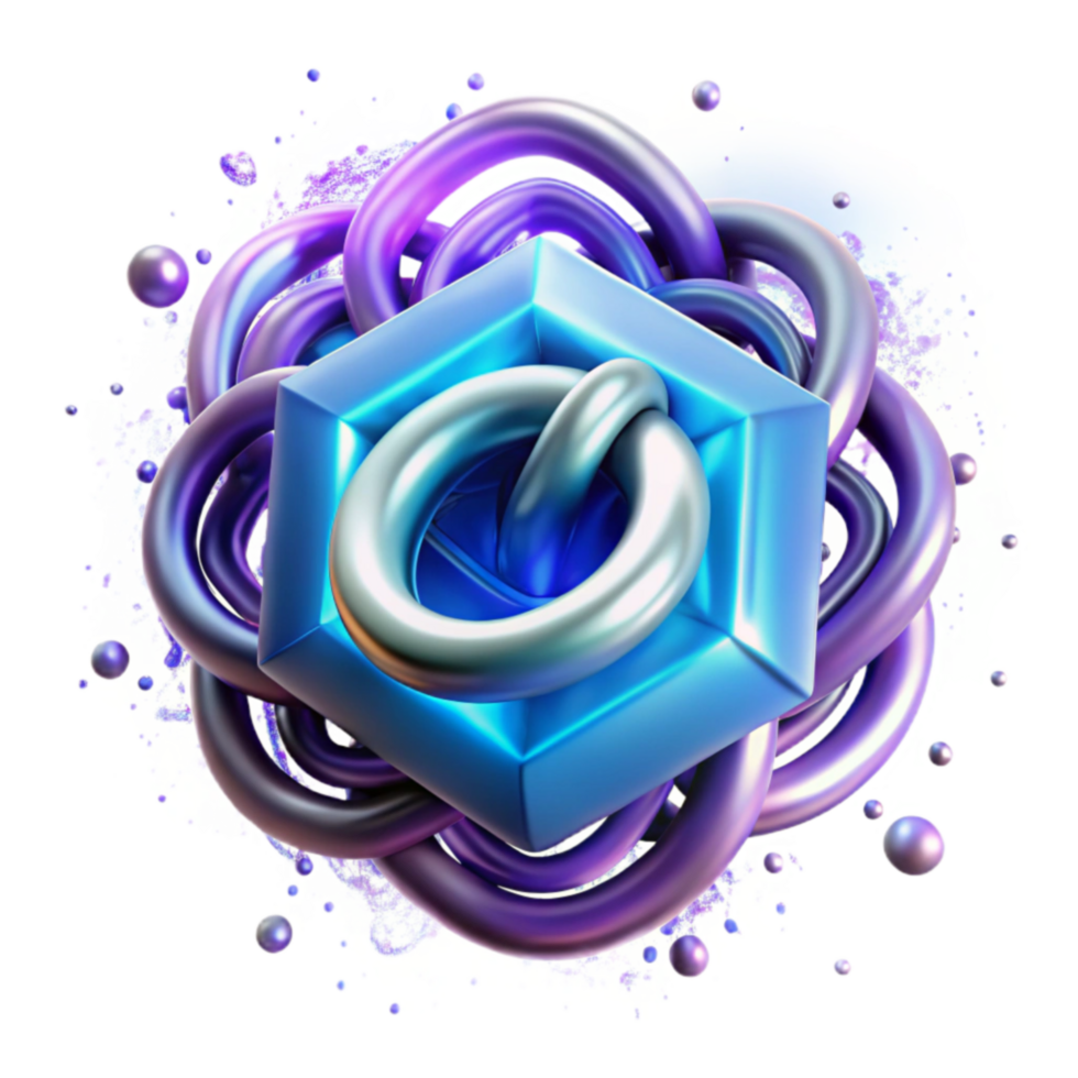 Abstract 3D Render Intertwined Forms and Geometric Shapes png