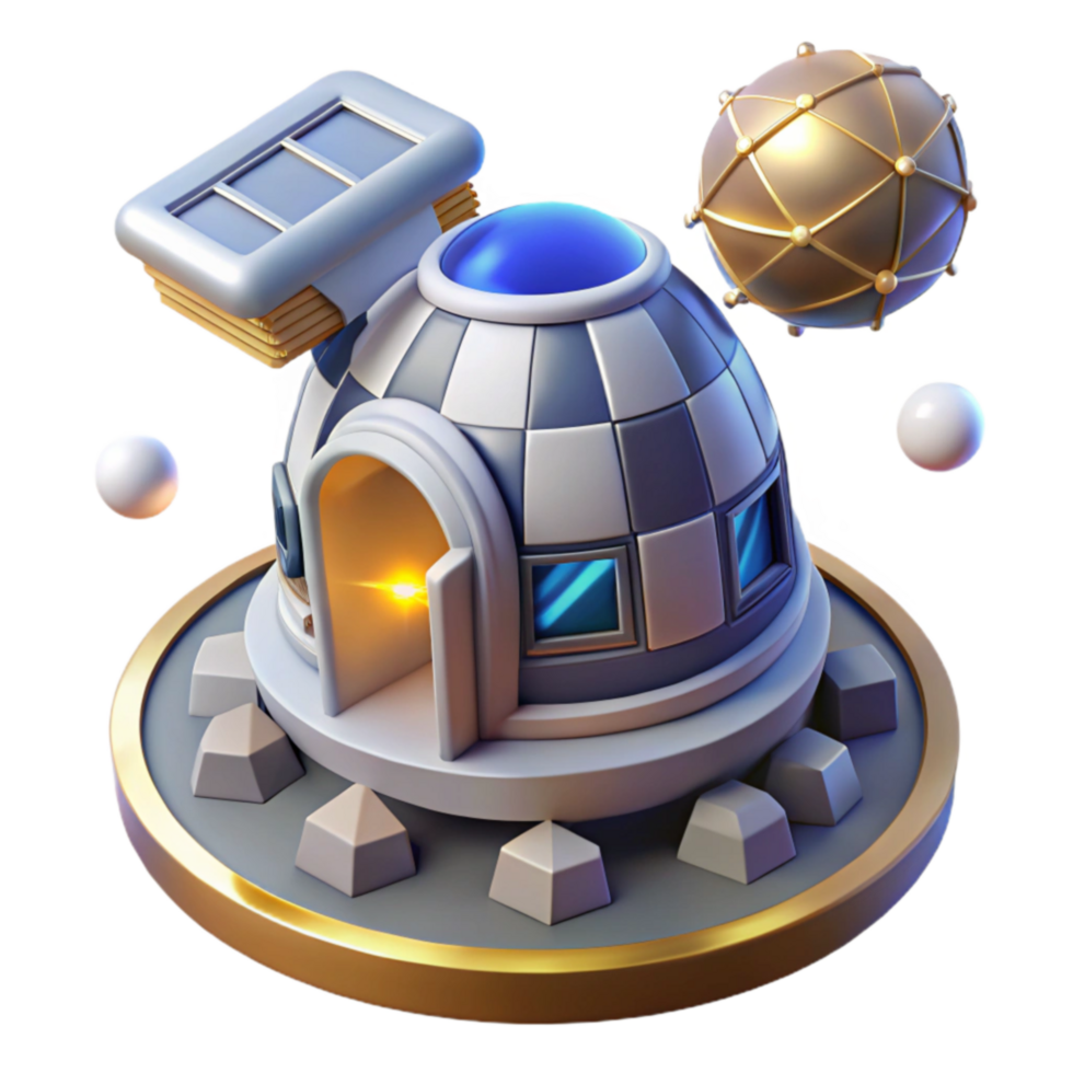 Futuristic Dome Building 3D Render of Sci-Fi Structure png