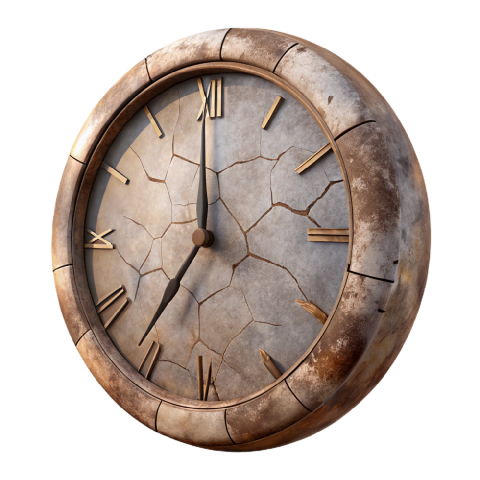 Cracked Antique Clock Face Time, Age, and Decay png