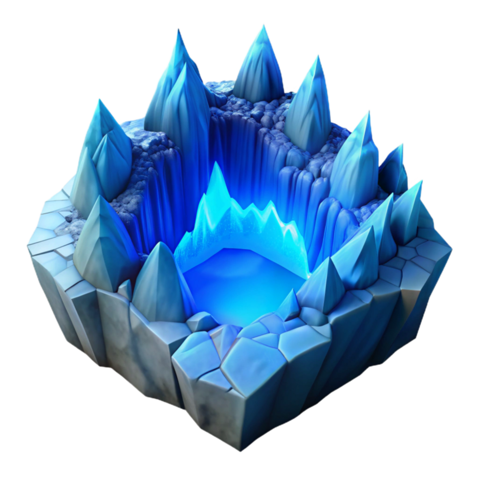 Glowing Blue Glacial Pool 3D Render png