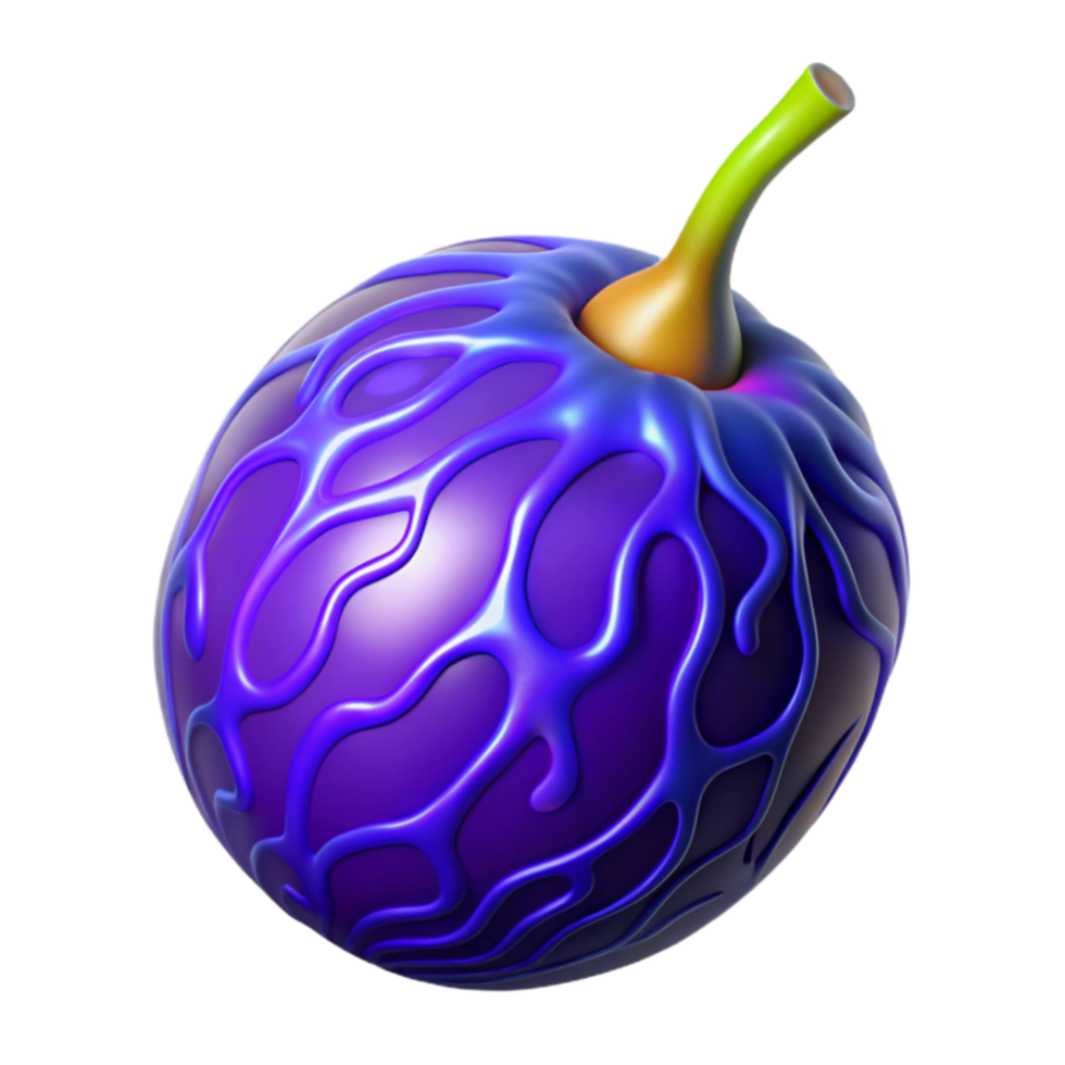 Dripping Purple Orb 3D Render of Abstract Fruit png