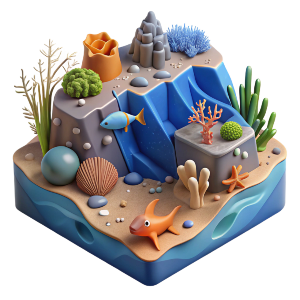 Underwater Scene 3D Render of Ocean Reef png