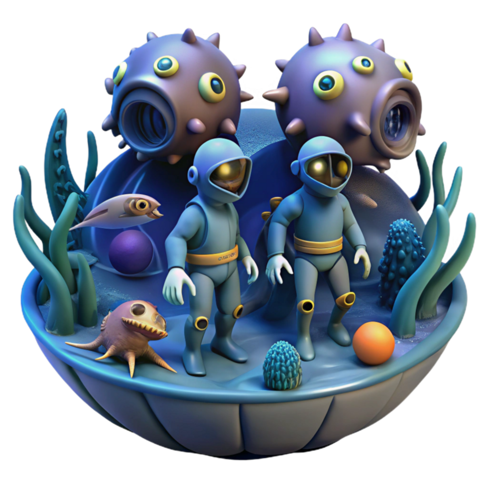 Undersea Astronauts Exploring Ocean Depths png