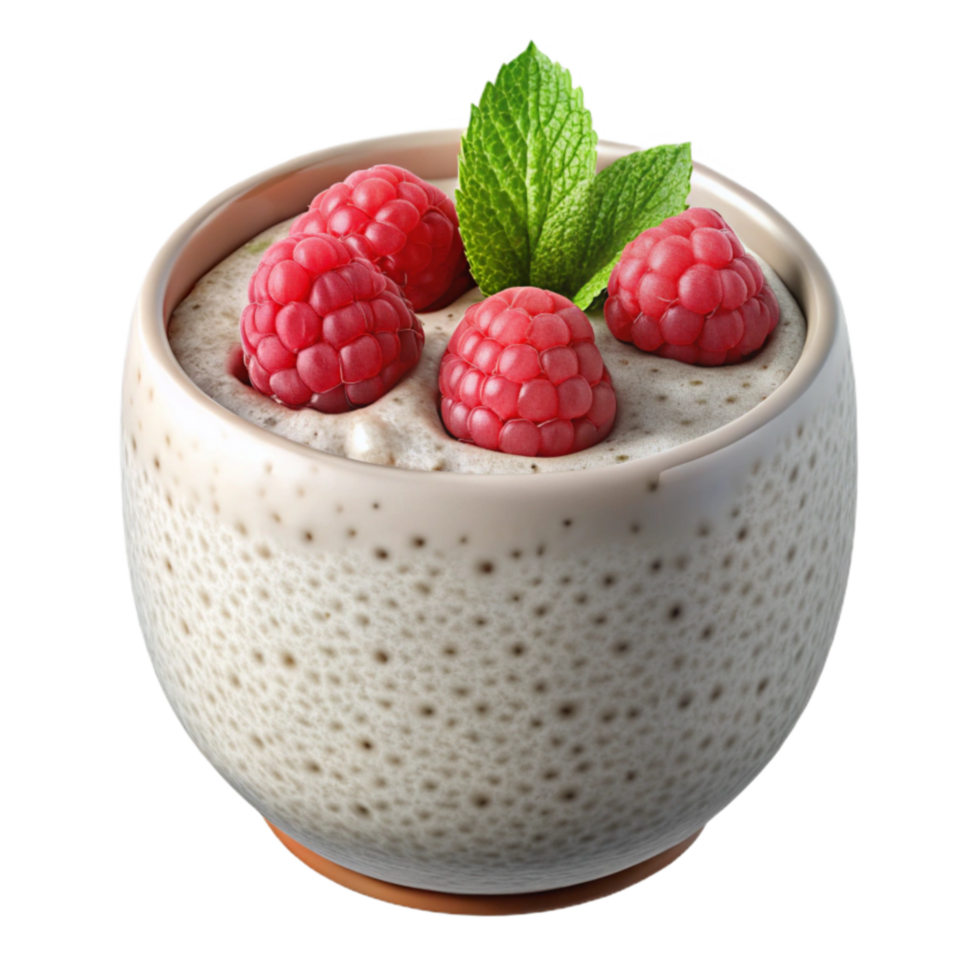 Creamy Raspberry Dessert in a Speckled Bowl png