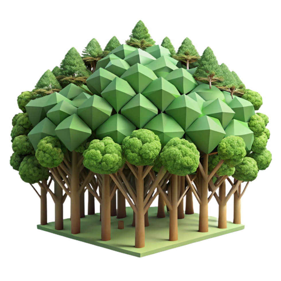 Geometric Forest A 3D Canopy of Trees png