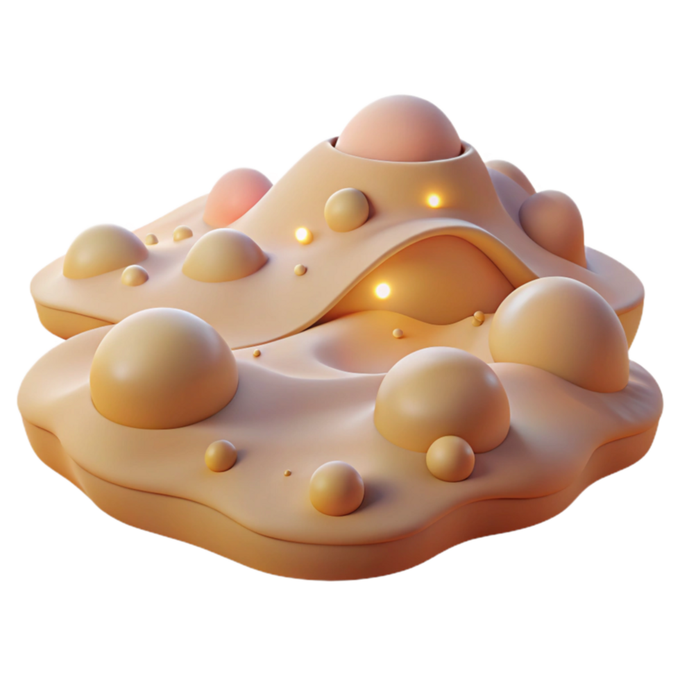 Abstract 3D Render Organic Forms with Glowing Spheres png