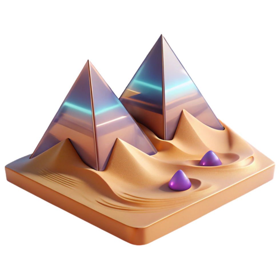 Desert Pyramids 3D Render of Geometric Structures png