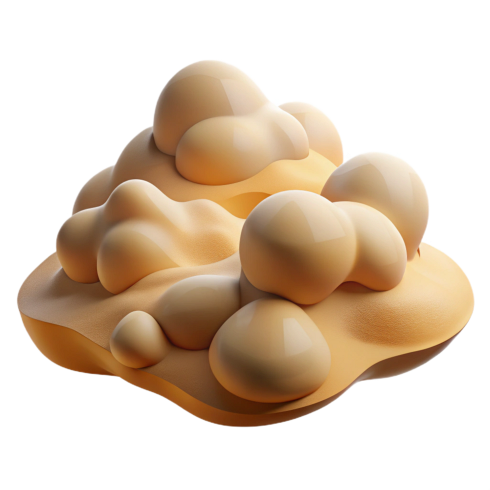 Abstract 3D Render Organic Shapes, Smooth Surface, Beige Hues png