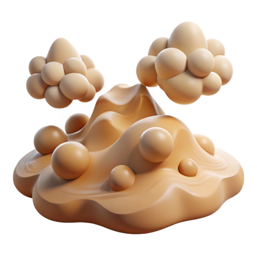 Abstract 3D Render Beige Blob with Spherical Clusters png
