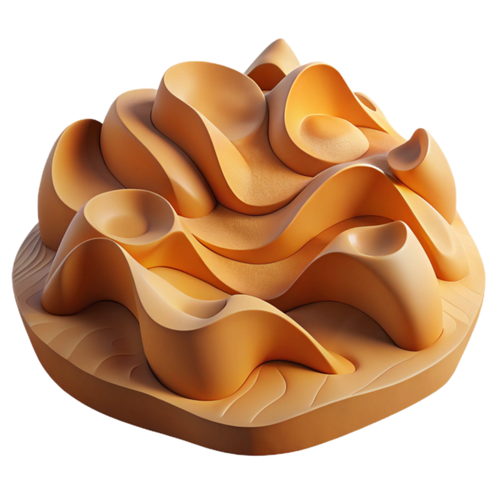Abstract 3D Render Sculpted Waves, Organic Forms png
