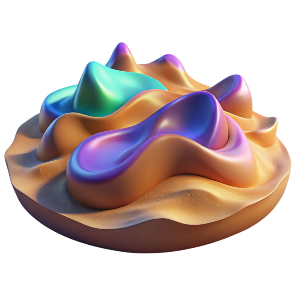 Abstract 3D Render Iridescent, Organic Forms png
