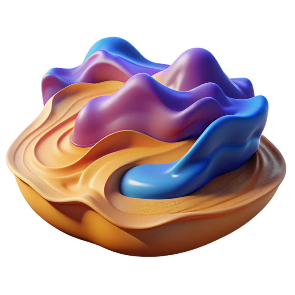 Abstract 3D Render Fluid Forms, Color Swirls, Dynamic Shapes png