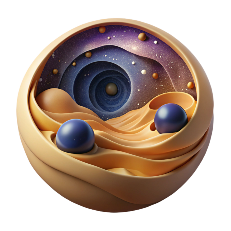 Cosmic Sands Abstract 3D Sphere with Galaxy png