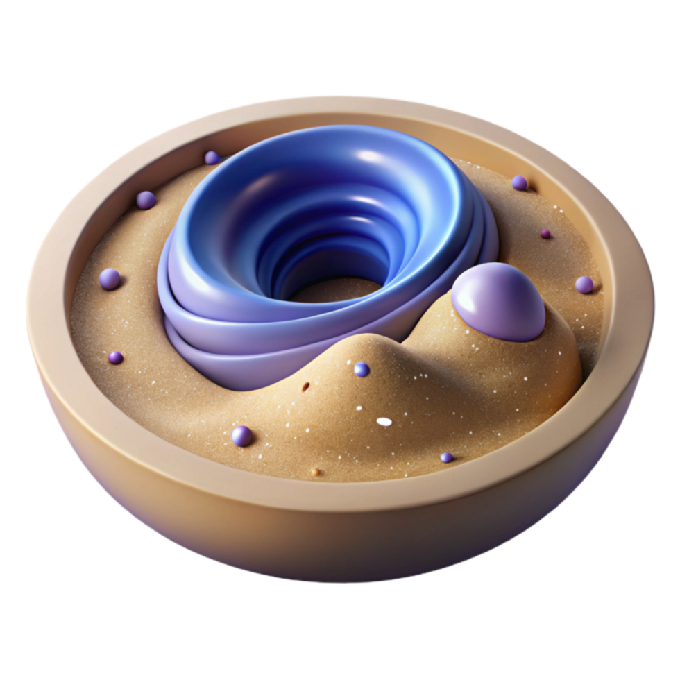 Abstract 3D Render Swirling Blue Forms in Sandy Bowl png