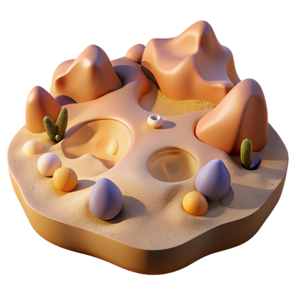Desert Oasis 3D Render of Abstract Landscape png