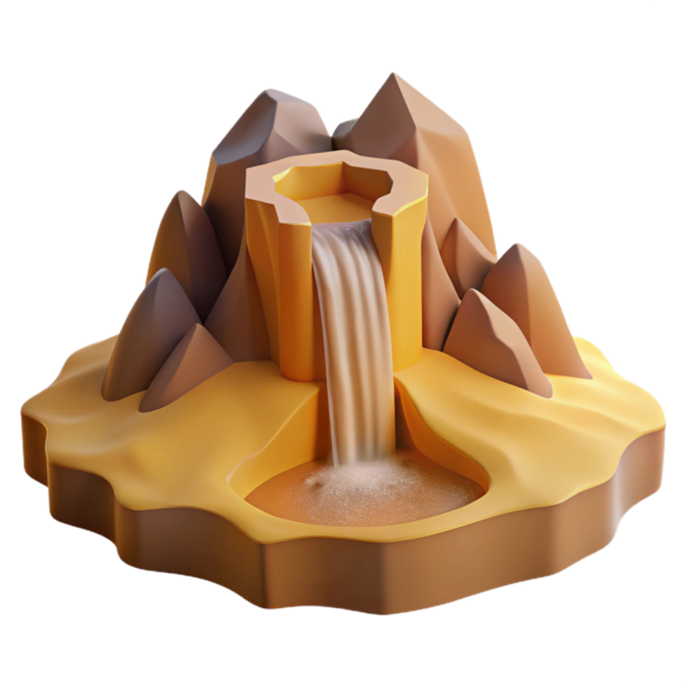 Desert Oasis Waterfall 3D Render of Miniature Landscape png