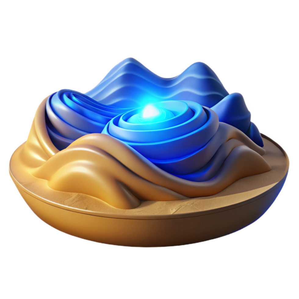 Abstract 3D Render Golden Sands Blue Waves png