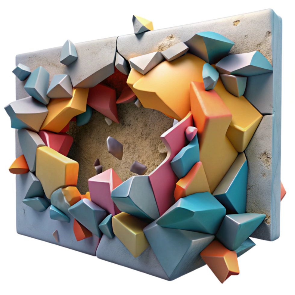 Shattered Surface Abstract 3D Colorful Explosion png
