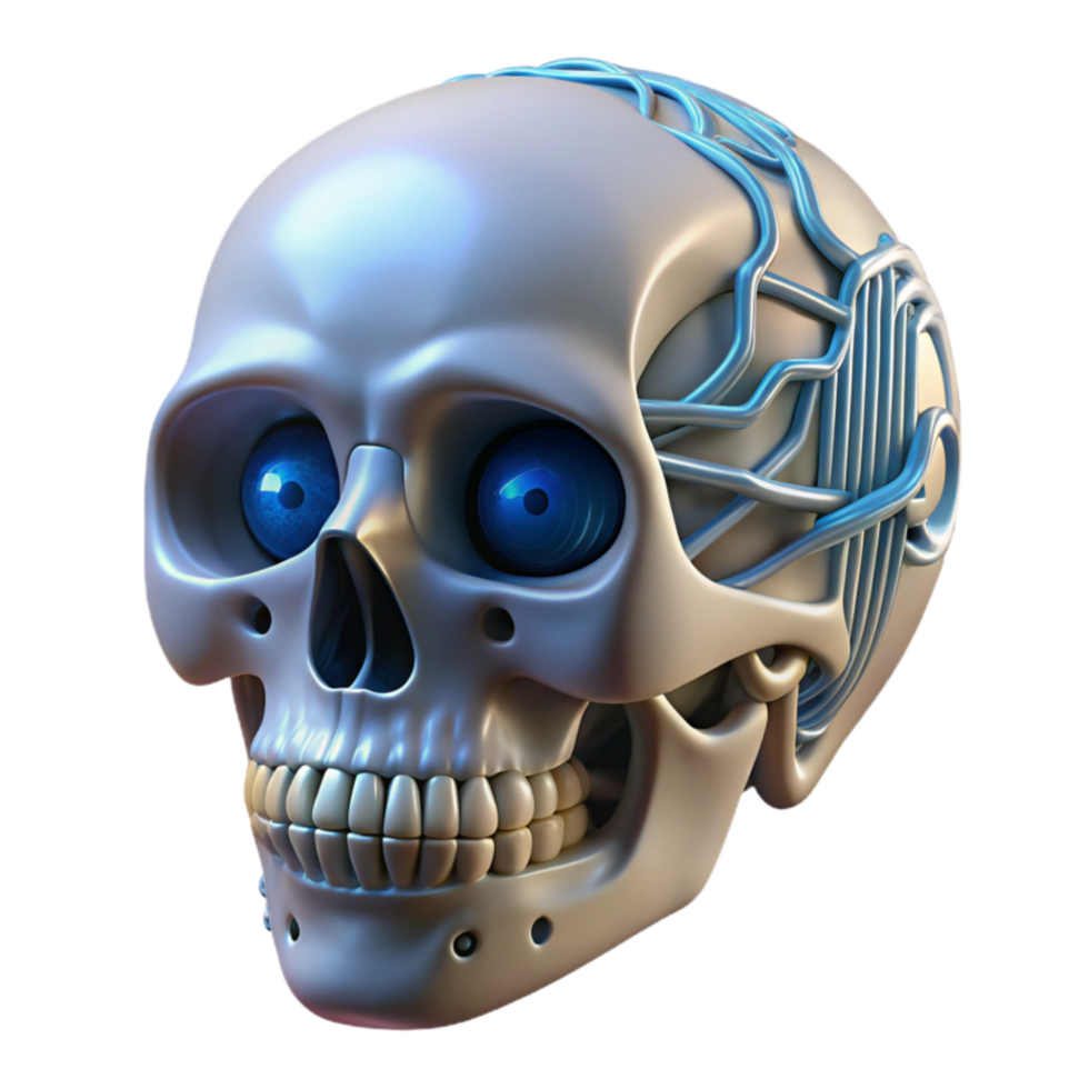 Cybernetic Skull AI, Robotics, Anatomy, Technology, Futuristic, Digital Art, 3D Rendering, Science Fiction, Artificial Intelligence png