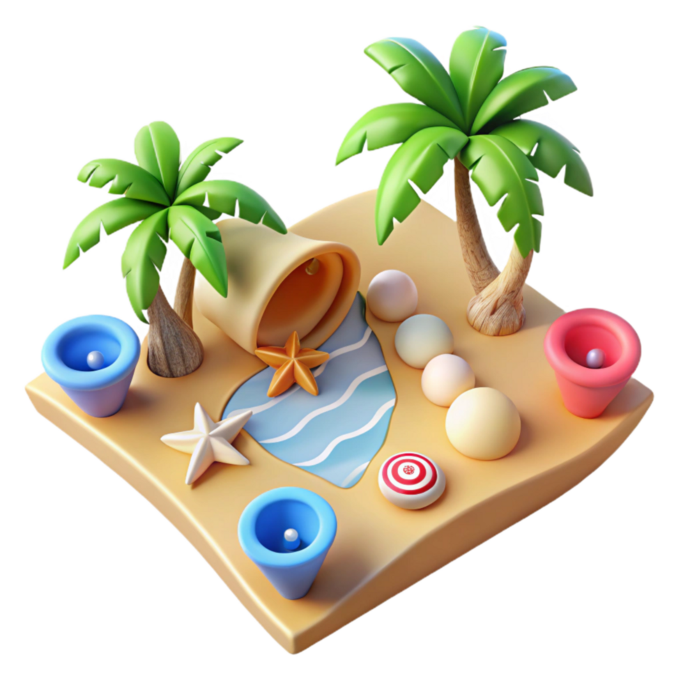Tropical Island Paradise 3D Render of Summer Fun png