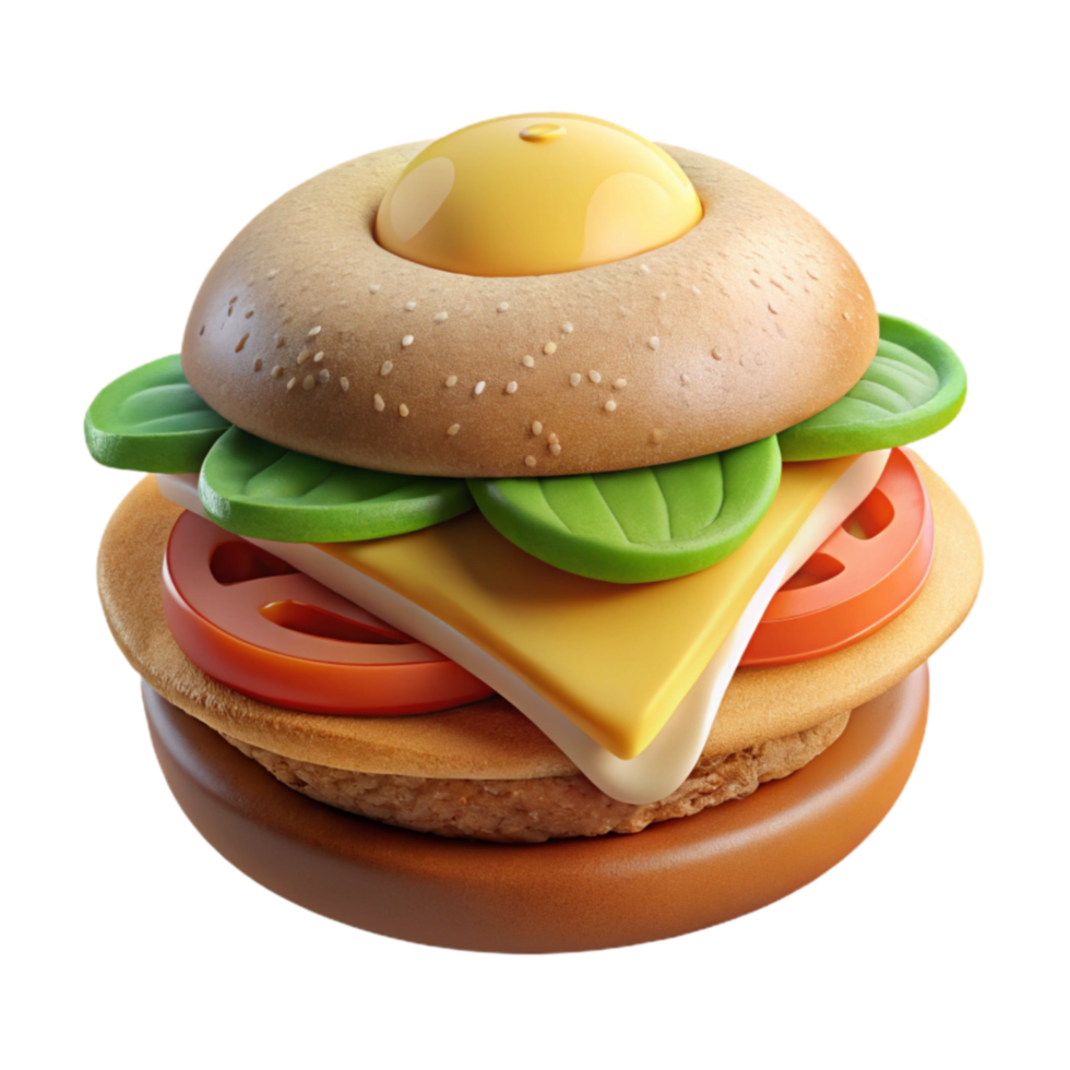 Cartoon Egg Cheese Bagel Sandwich png