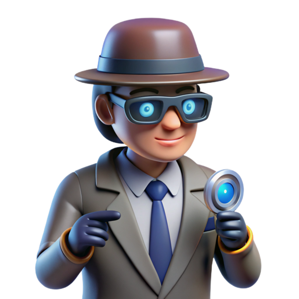 Sleuth 3D Model Investigating Mysteries with Advanced Tech png
