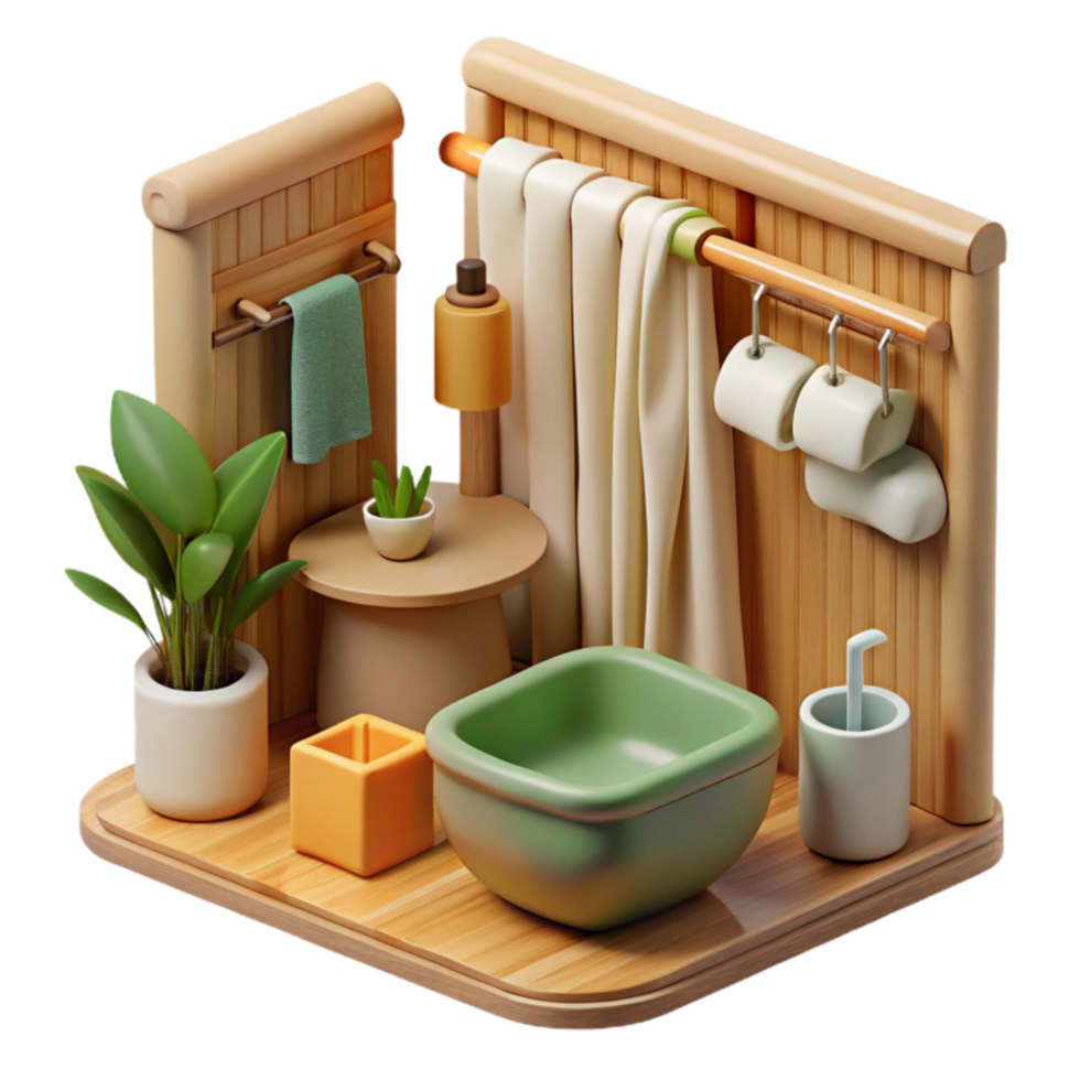 Modern Minimalist Bathroom Design 3D Render png