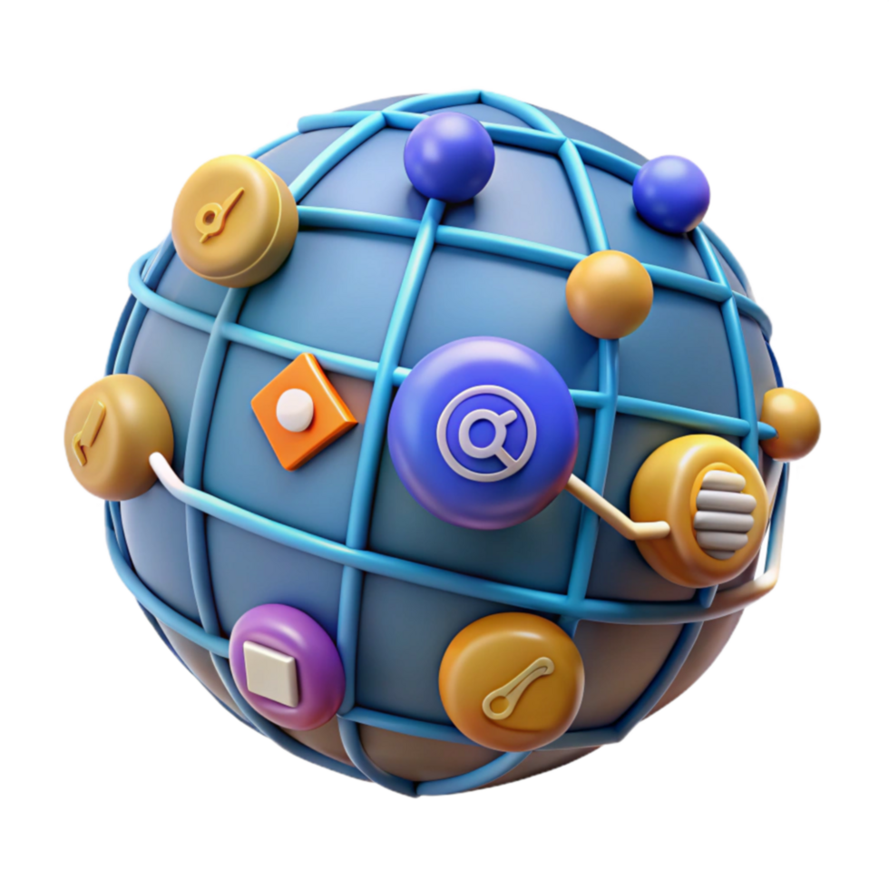 Global Network Interconnected Apps Data png