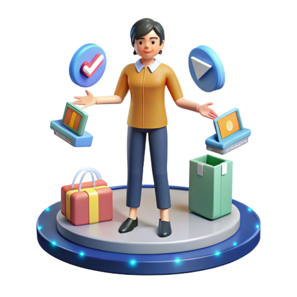 Online Shopping Managing Orders, Tracking Deliveries, and Receiving Packages png