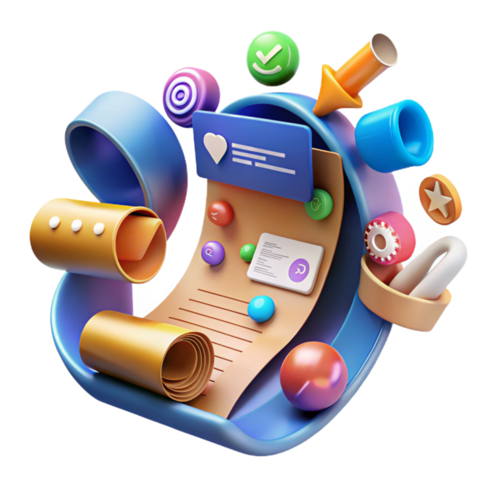 Abstract 3D Design Colorful Icons Document png