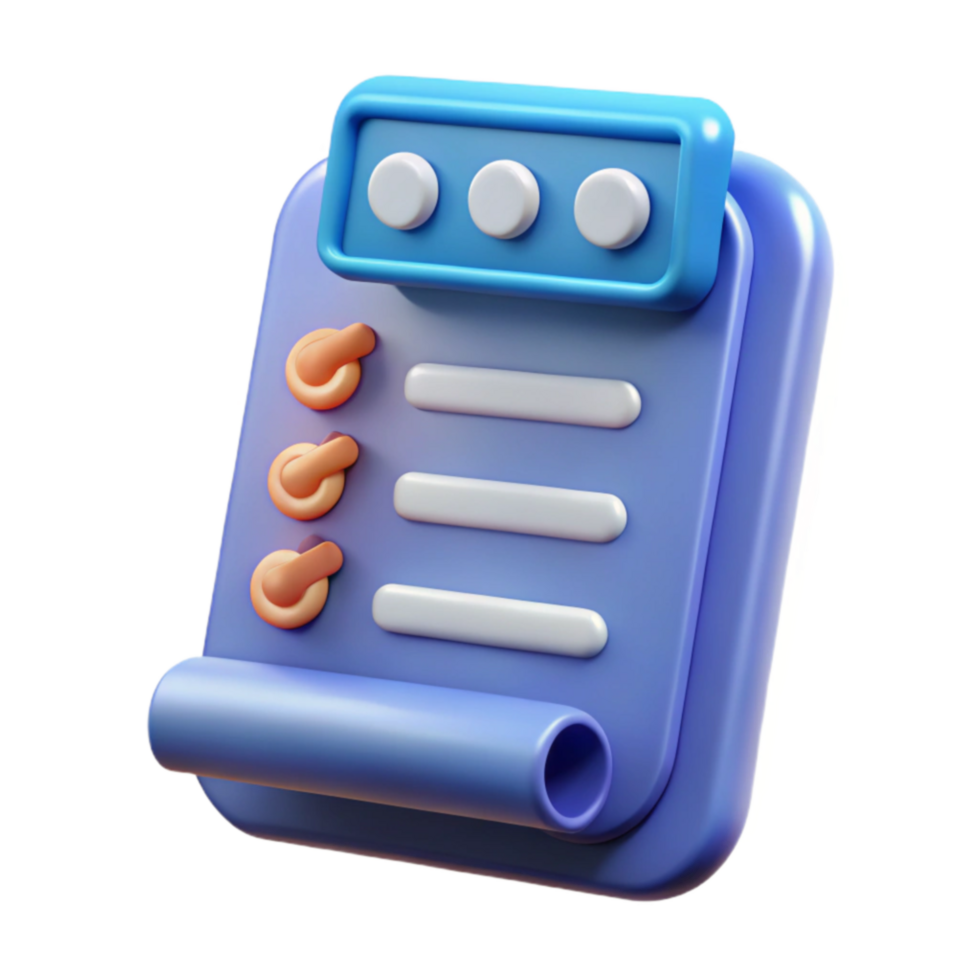 Checklist App 3D Render of Task Management Interface png
