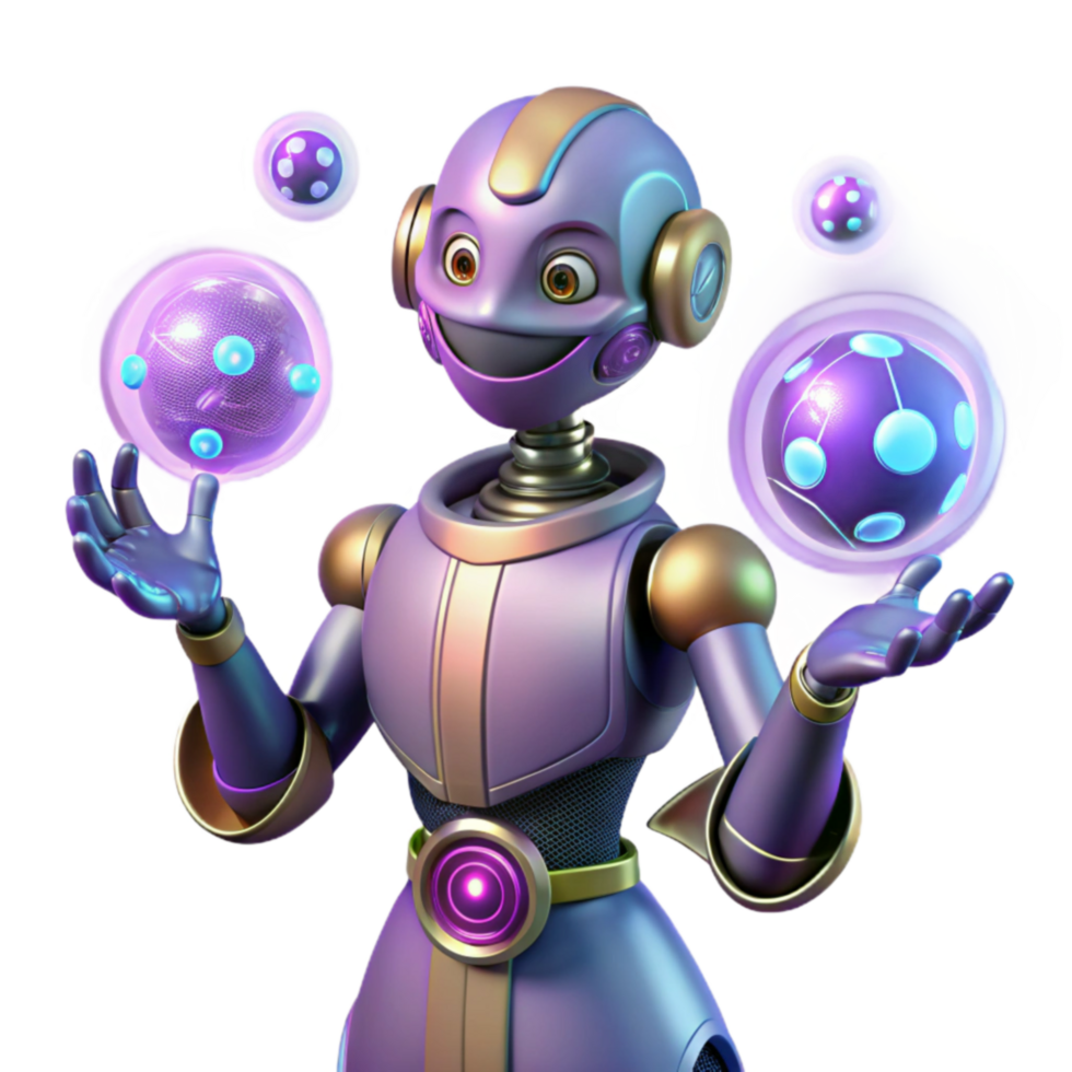 Robot Manipulating Energy Spheres AI, Technology, and Innovation png