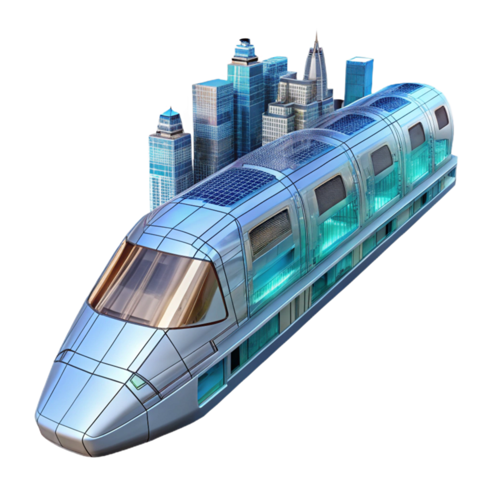 Futuristic Solar-Powered High-Speed Rail System for Urban Transit png