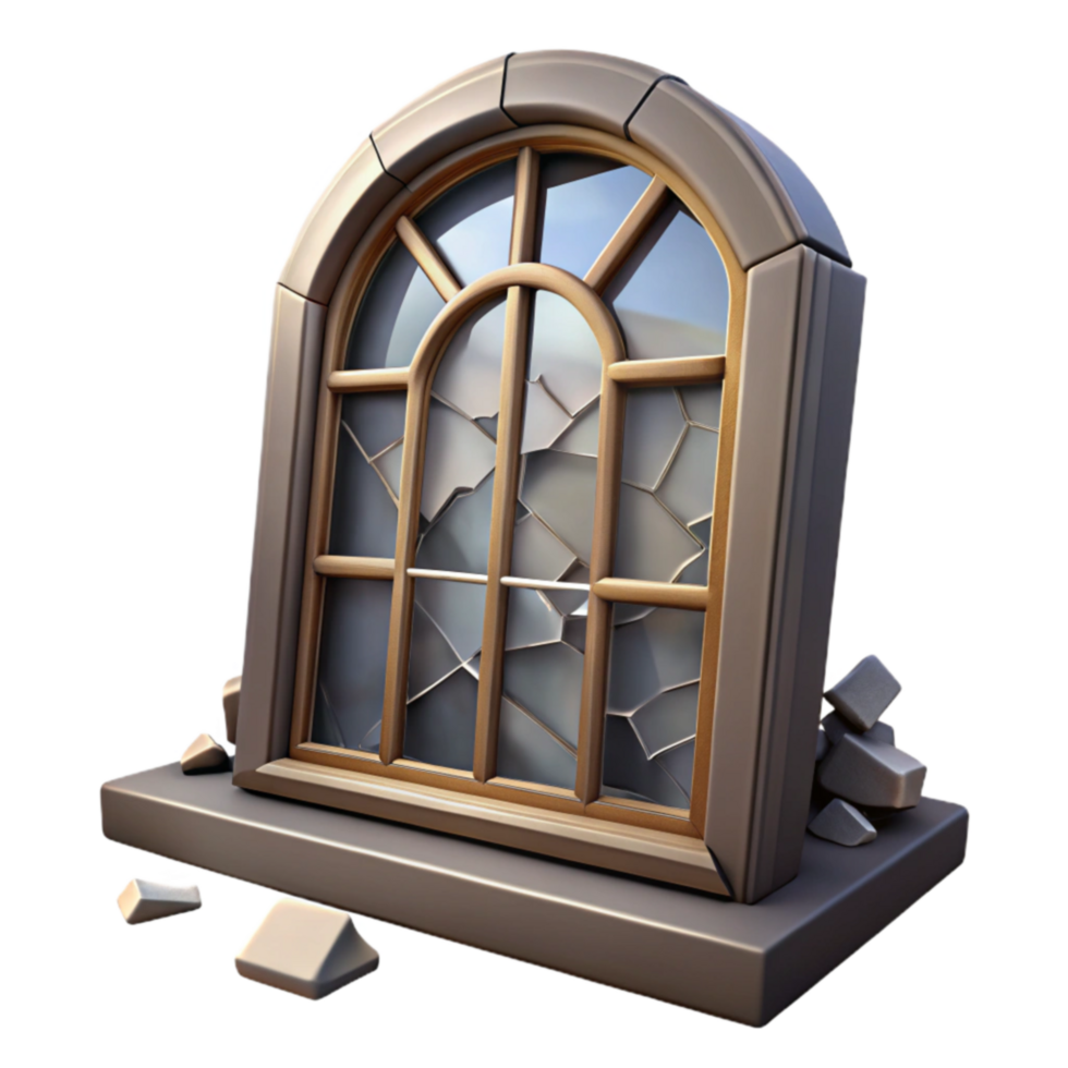 Shattered Arch Window A 3D Model of Broken Glass png